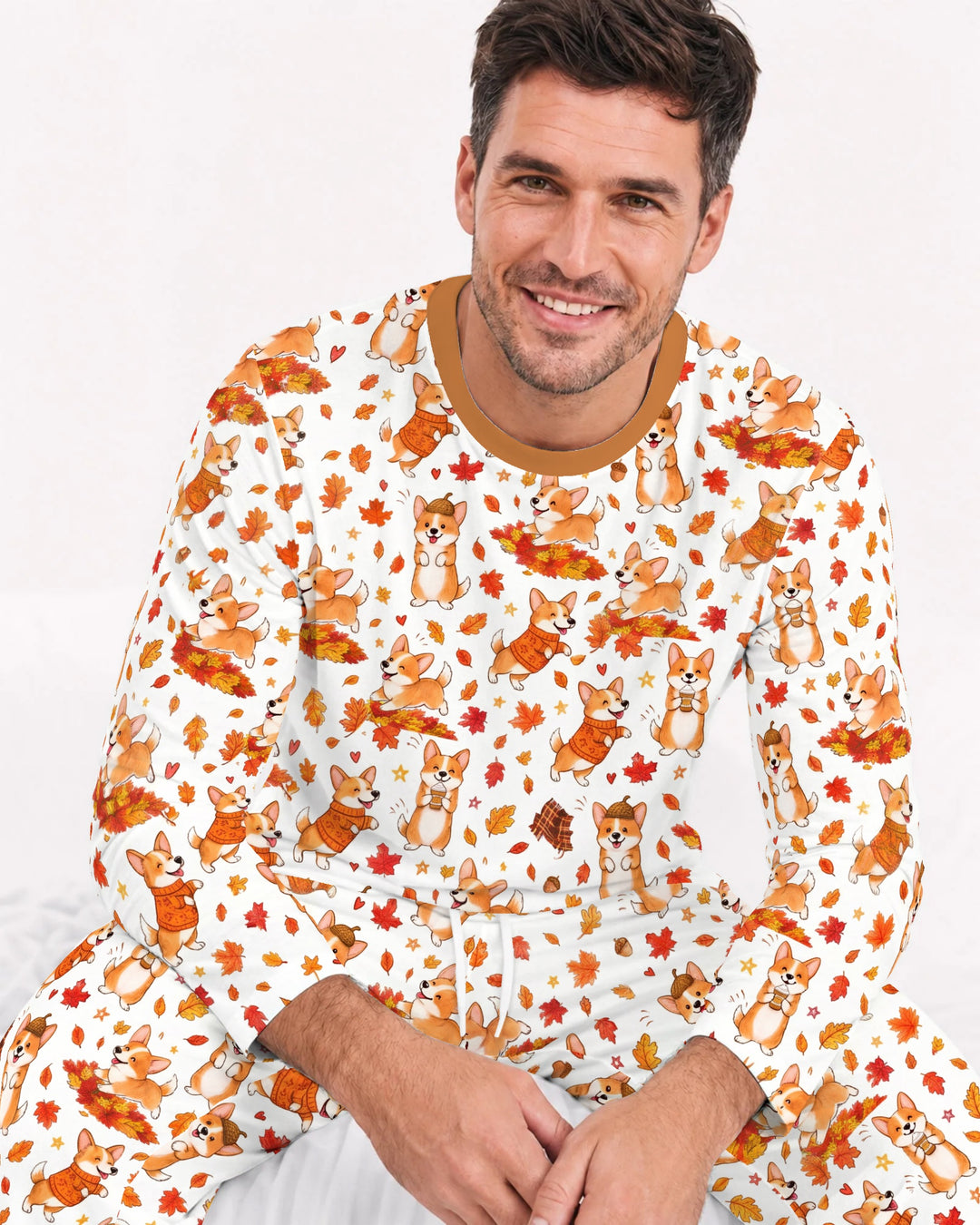 Happy Fall Corgis Bamboo Men's Pajama Set