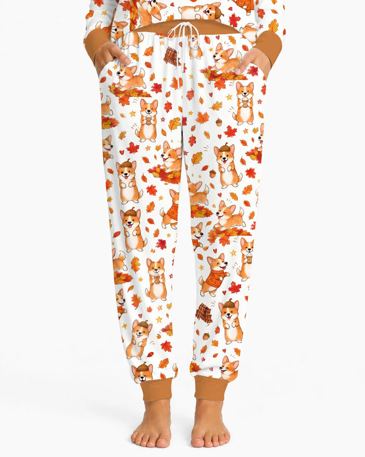 Happy Fall Corgis Bamboo Women Pajama Set