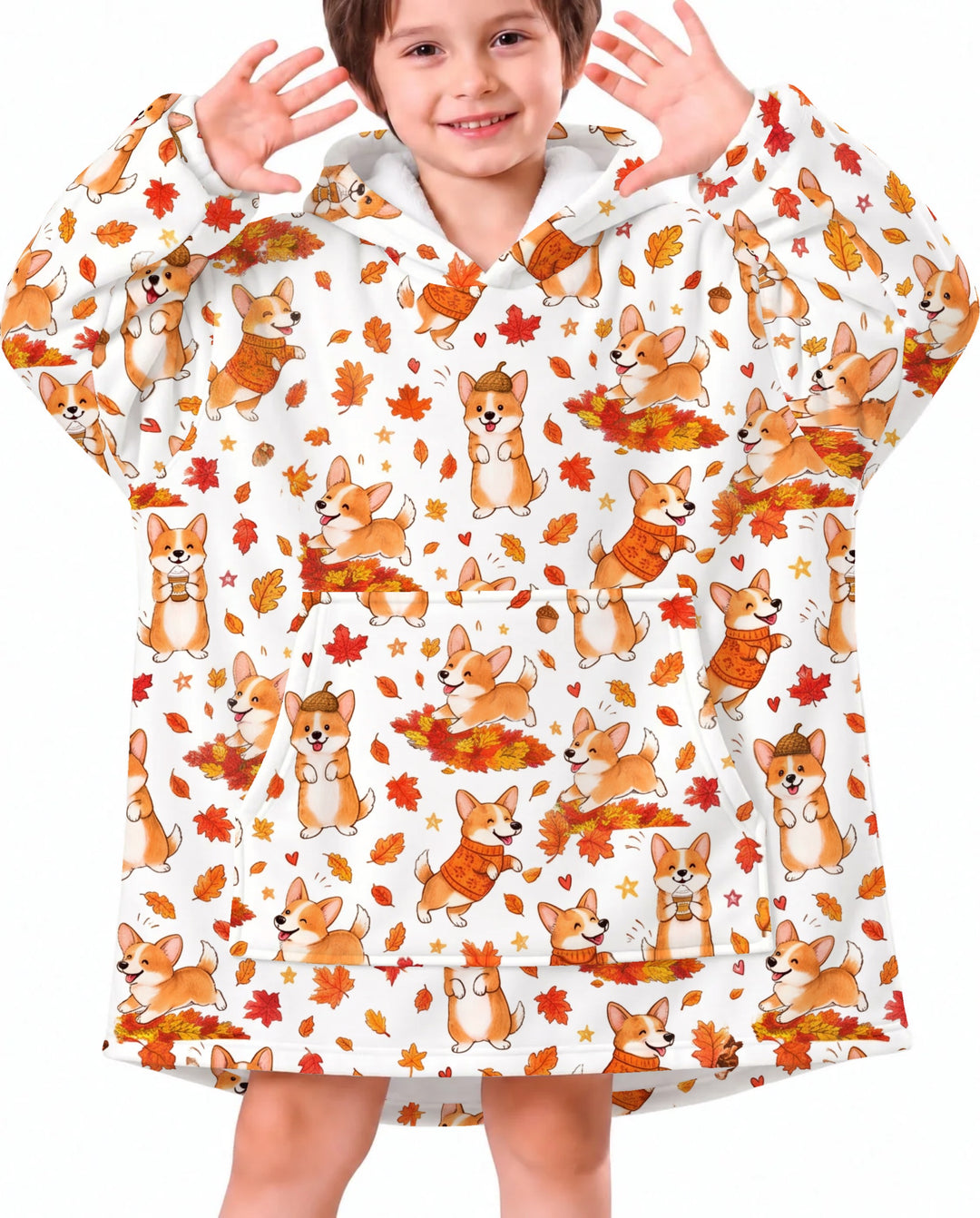 Happy Fall Corgis Bamboo Blanket Hoodie