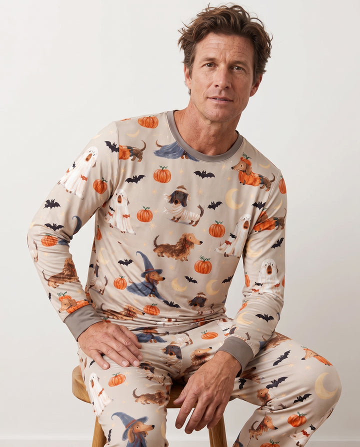 Spooky Dachshund Halloween Night Bamboo Men's Pajama Set