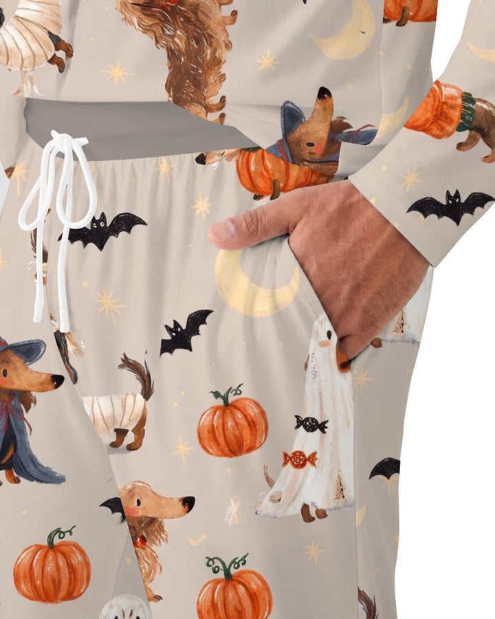 Spooky Dachshund Halloween Night Bamboo Men's Pajama Set
