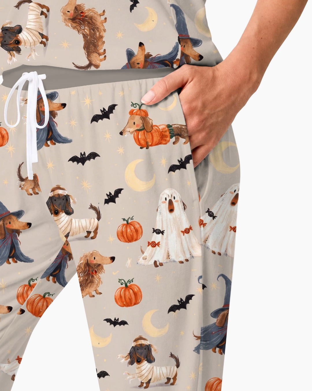 Spooky Dachshund Halloween Night Bamboo Women Pajama Set