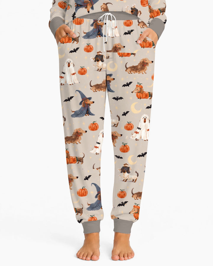 Spooky Dachshund Halloween Night Bamboo Women Pajama Set