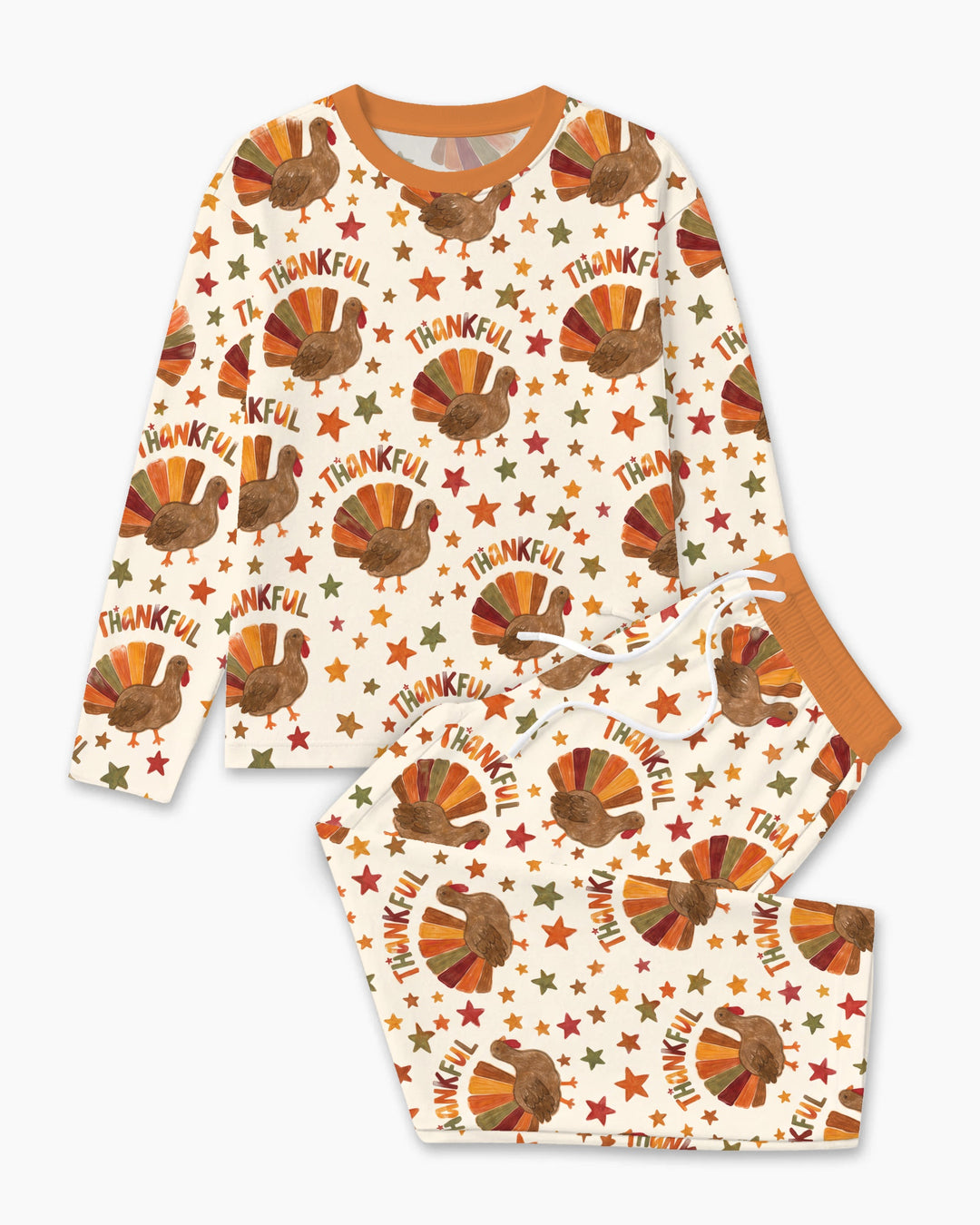 Thankful Turkey Autumn Stars Bamboo Men's Pajama Set