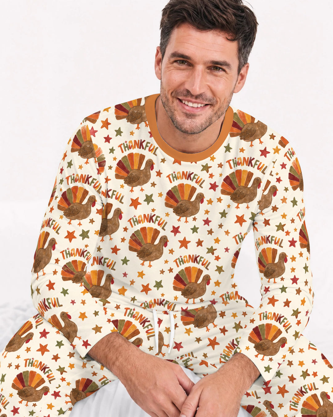 Thankful Turkey Autumn Stars Bamboo Men's Pajama Set