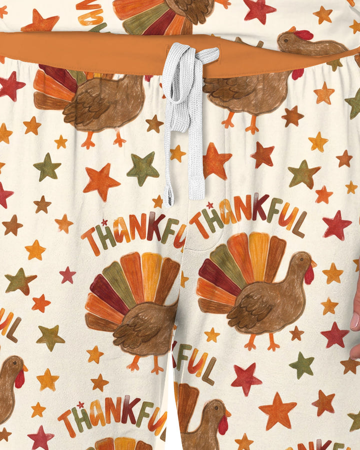 Thankful Turkey Autumn Stars Bamboo Men's Pajama Set
