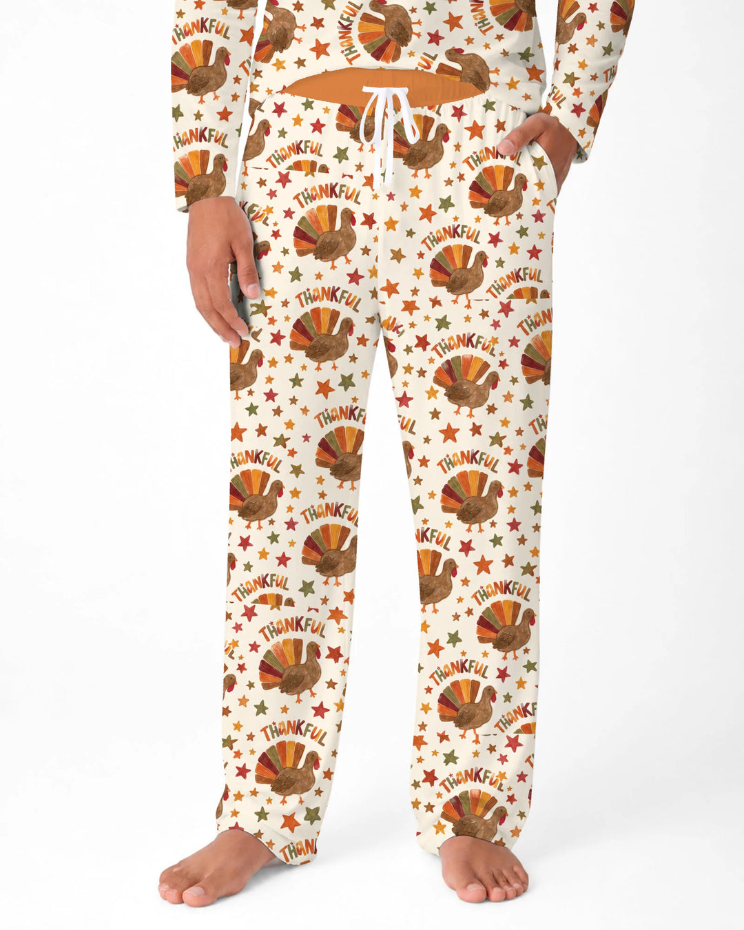 Thankful Turkey Autumn Stars Bamboo Men's Pajama Set