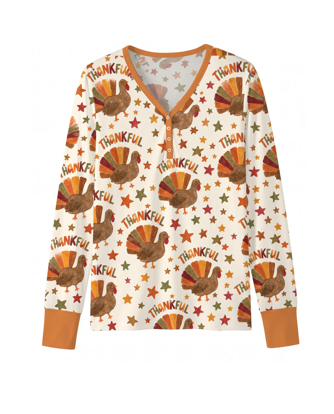 Thankful Turkey Autumn Stars Bamboo Women Pajama Set