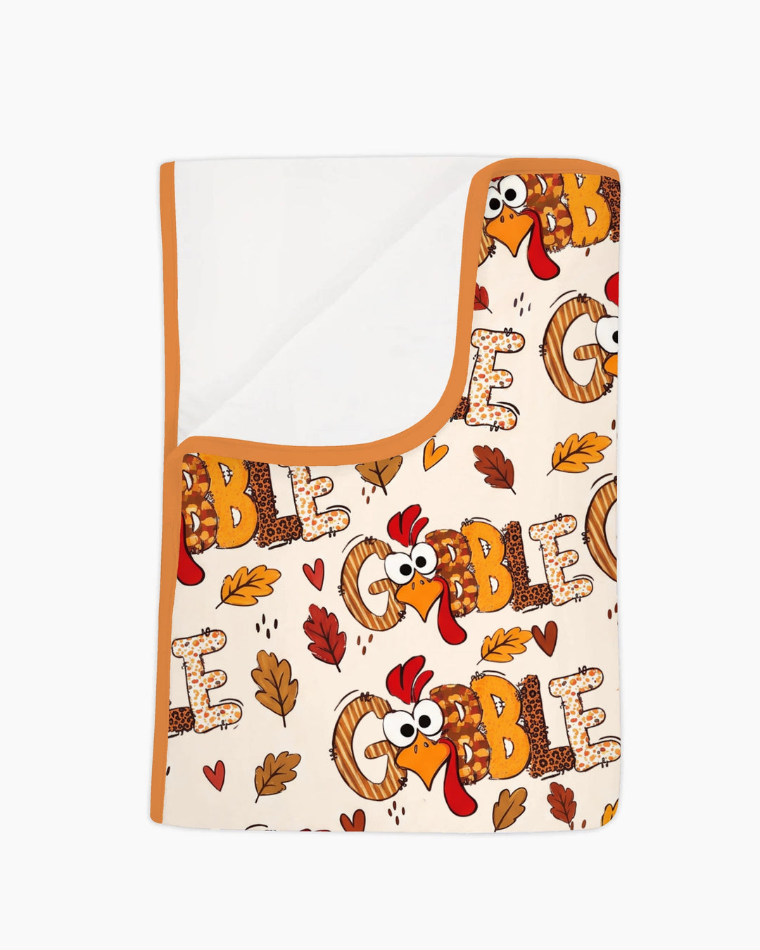 Gobble Turkey Fall Leaves Bamboo Blanket