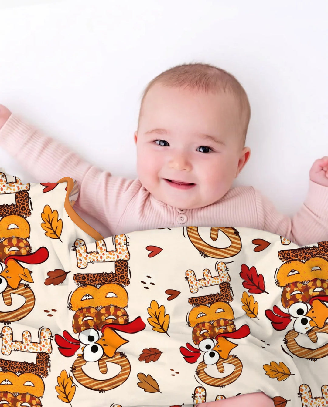 Gobble Turkey Fall Leaves Bamboo Blanket
