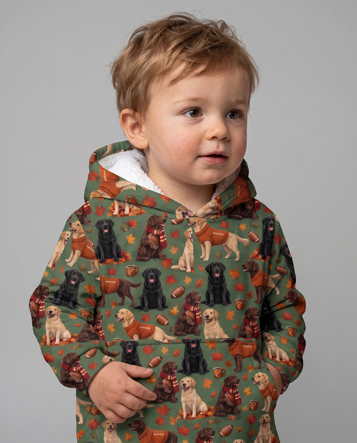 Labrador Retriever Football Fall Bamboo Blanket Hoodie