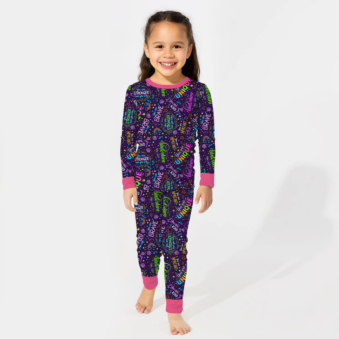 Rainbow Affirmations Two Piece Long Sleeve Pajama Set , Rainbow Affirmations Two Piece Long Sleeve Pajama Set - 12-18M