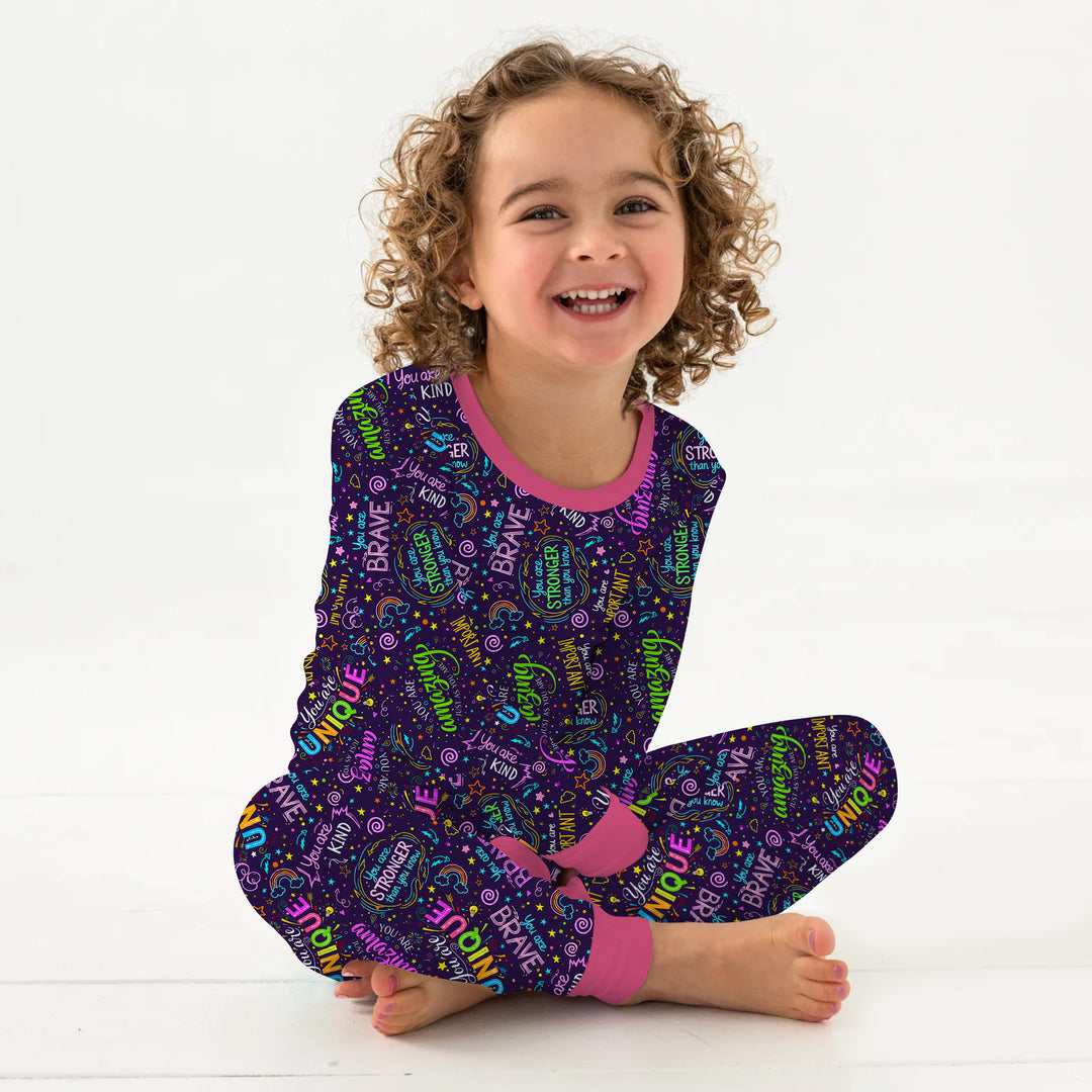 Rainbow Affirmations Two Piece Long Sleeve Pajama Set , Rainbow Affirmations Two Piece Long Sleeve Pajama Set - 12-18M