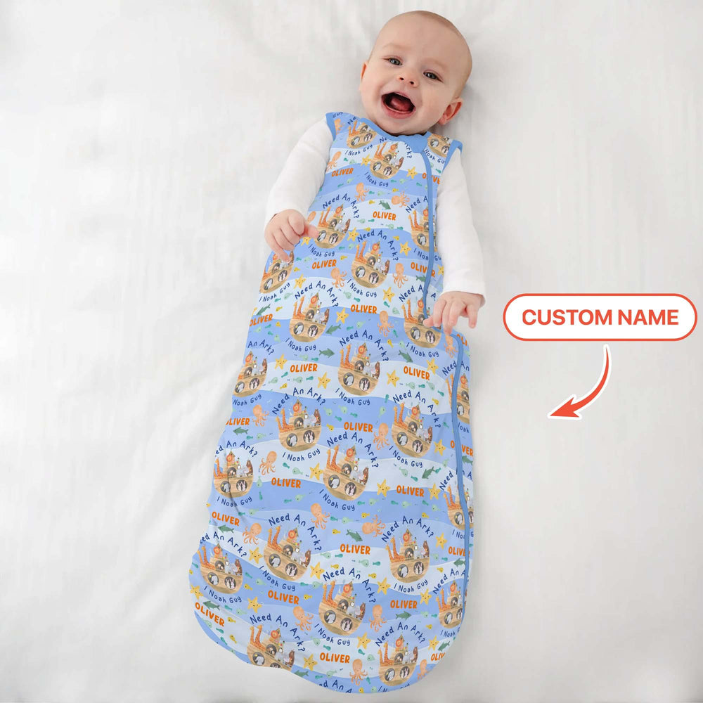 Noah’s Ark Custom Name Boy Sleep Bag - Zumbamboo