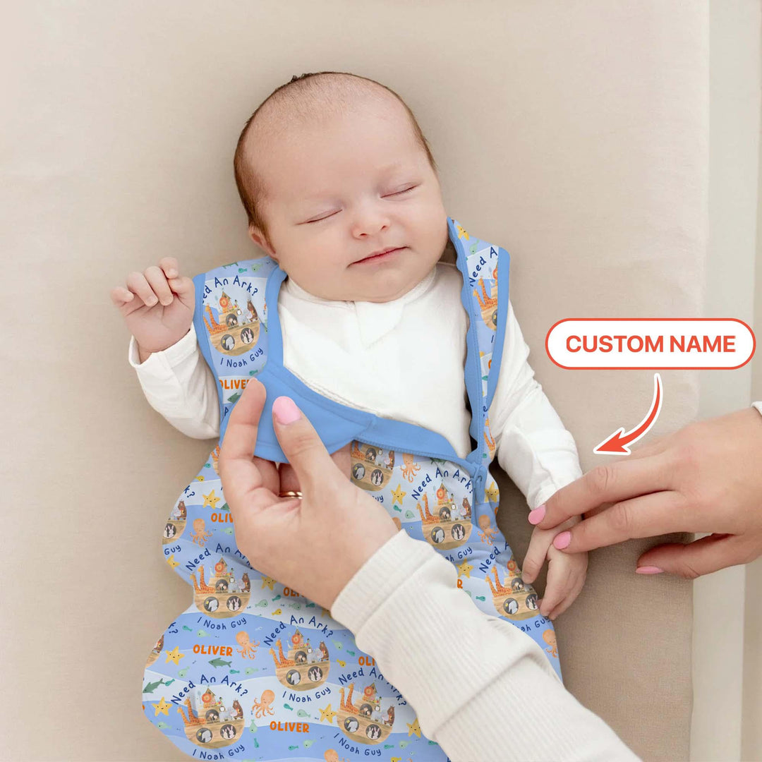Noah’s Ark Custom Name Boy Sleep Bag - Zumbamboo