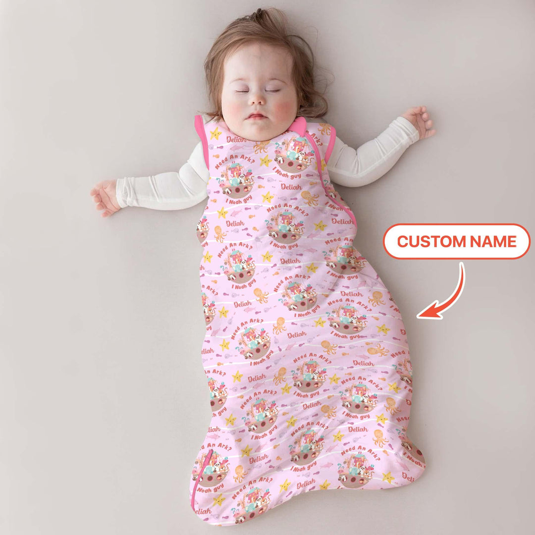 Noah’s Ark Custom Name Girl Sleep Bag - Zumbamboo