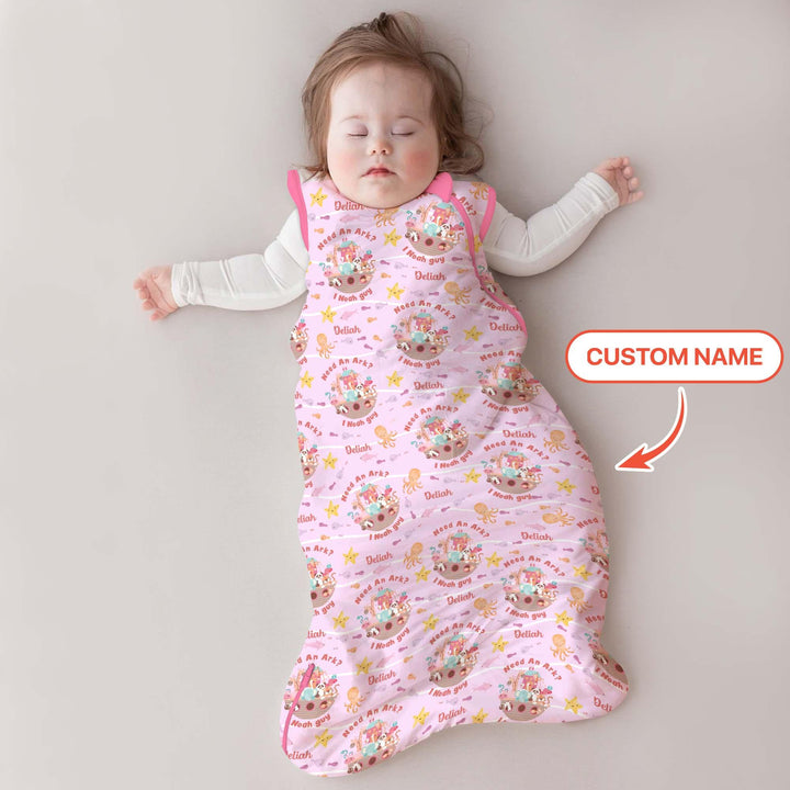 Noah’s Ark Custom Name Girl Sleep Bag - Zumbamboo