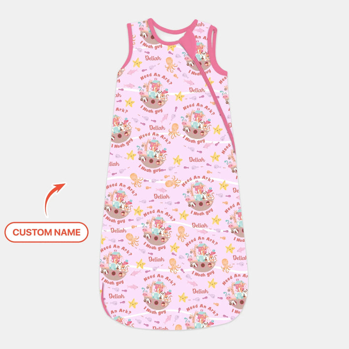 Noah’s Ark Custom Name Girl Sleep Bag - Zumbamboo