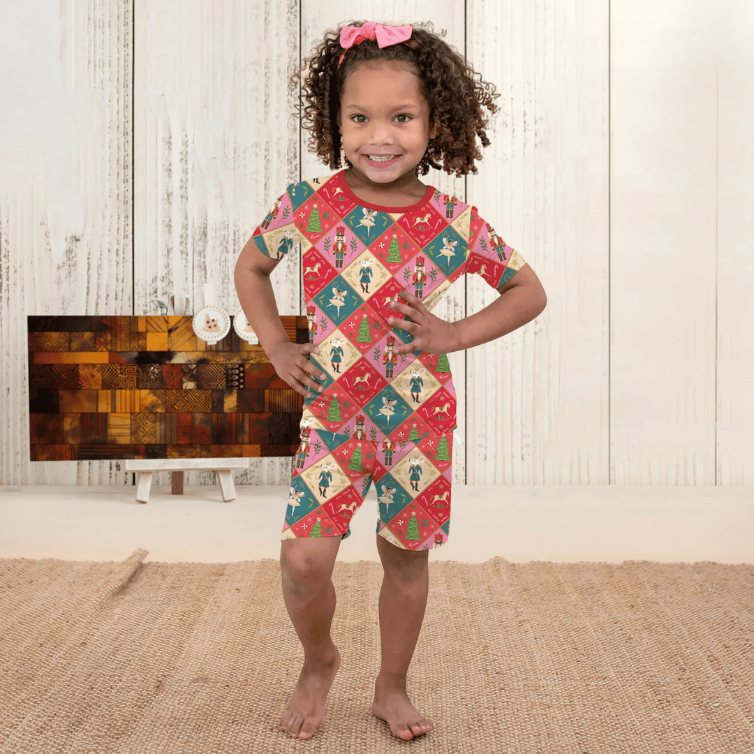 Nutcracker Christmas Magic Two Piece Short Sleeve Shorts Pajama Set , Nutcracker Christmas Magic Two Piece Short Sleeve Shorts Pajama Set - 12-18M