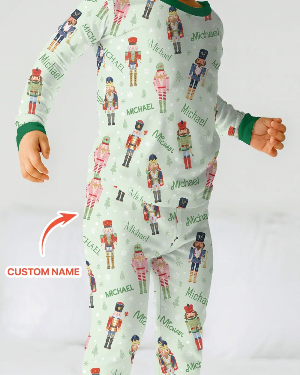 Nutcracker Parade Custom Name Boy Two Piece Long Sleeve Pajama Set - Zumbamboo
