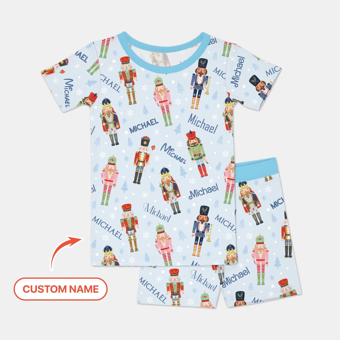 Nutcracker Parade Custom Name Boy Two Piece Short Sleeve Shorts Pajama Set , Nutcracker Parade Custom Name Boy Two Piece Short Sleeve Shorts Pajama Set - 12-18M