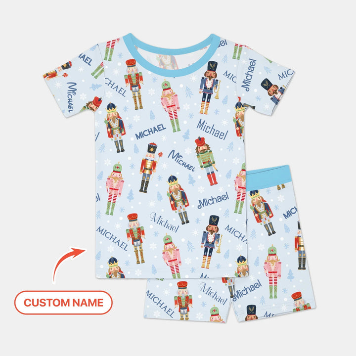 Nutcracker Parade Custom Name Boy Two Piece Short Sleeve Shorts Pajama Set , Nutcracker Parade Custom Name Boy Two Piece Short Sleeve Shorts Pajama Set - 12-18M