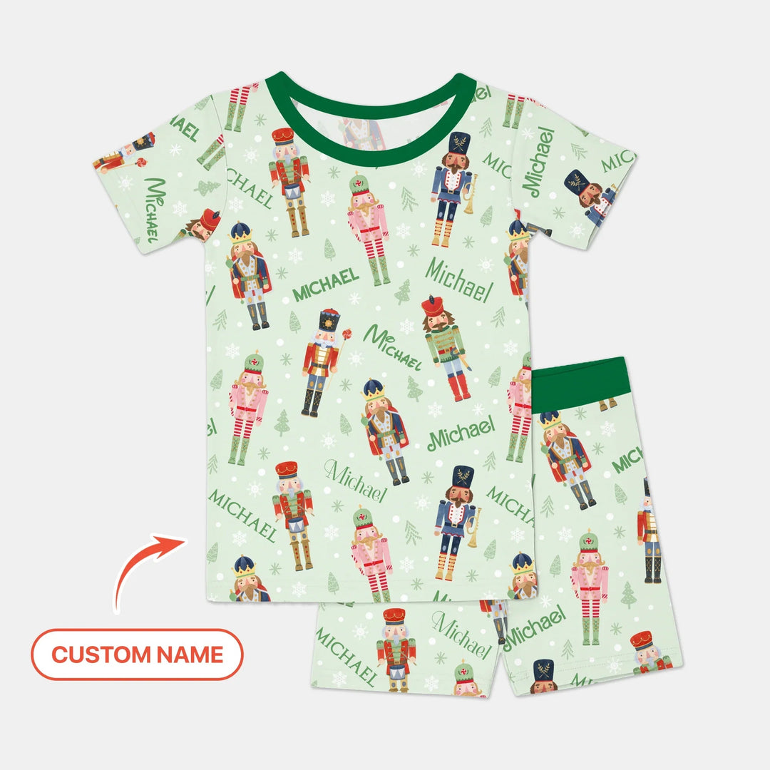 Nutcracker Parade Custom Name Boy Two Piece Short Sleeve Shorts Pajama Set , Nutcracker Parade Custom Name Boy Two Piece Short Sleeve Shorts Pajama Set - 12-18M
