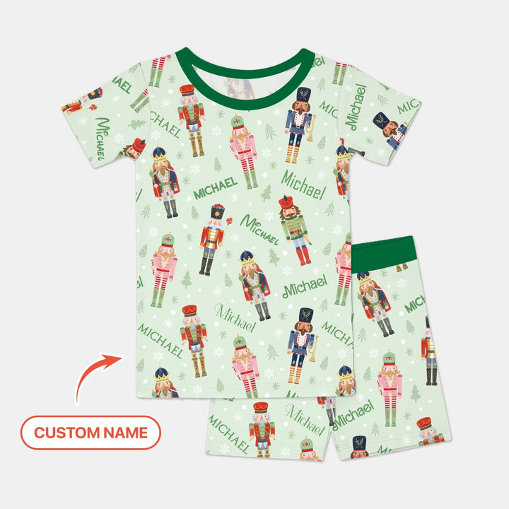 Nutcracker Parade Custom Name Boy Two Piece Short Sleeve Shorts Pajama Set , Nutcracker Parade Custom Name Boy Two Piece Short Sleeve Shorts Pajama Set - 12-18M