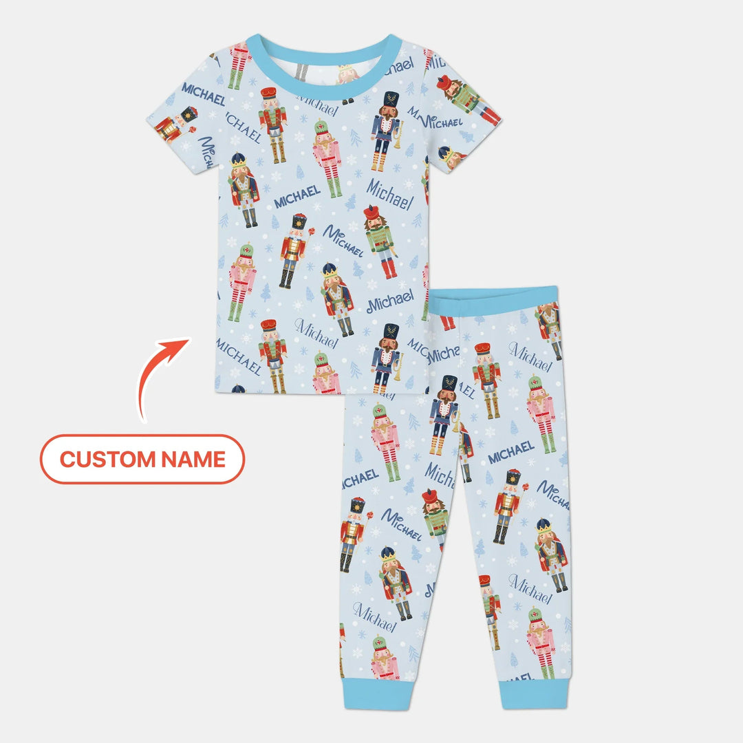 Nutcracker Parade Custom Name Boy Two Piece Short Sleeve Shorts Pajama Set , Nutcracker Parade Custom Name Boy Two Piece Short Sleeve Shorts Pajama Set - 12-18M