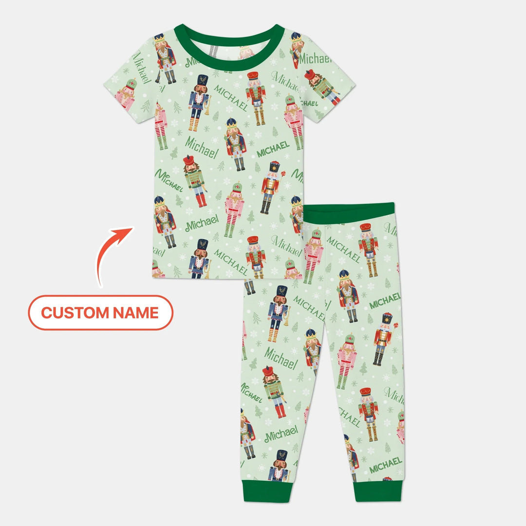 Nutcracker Parade Custom Name Boy Two Piece Short Sleeve Shorts Pajama Set , Nutcracker Parade Custom Name Boy Two Piece Short Sleeve Shorts Pajama Set - 12-18M