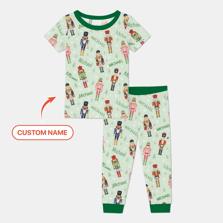 Nutcracker Parade Custom Name Boy Two Piece Short Sleeve Shorts Pajama Set , Nutcracker Parade Custom Name Boy Two Piece Short Sleeve Shorts Pajama Set - 12-18M