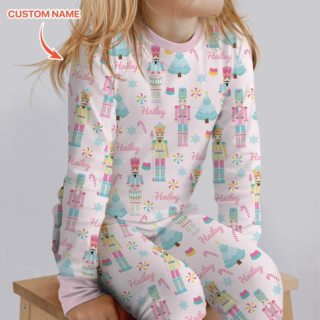 Nutcracker Parade Custom Name Girl Two Piece Long Sleeve Pajama Set - Zumbamboo