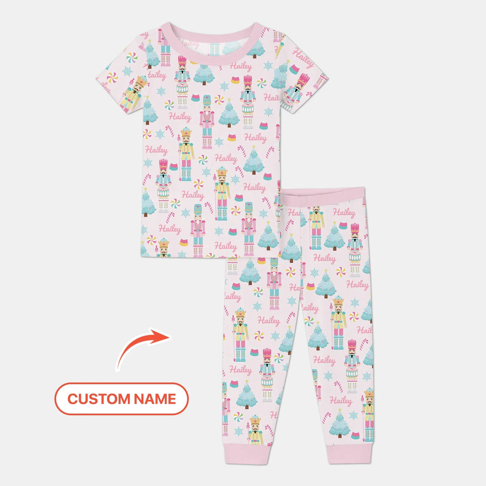 Nutcracker Parade Custom Name Girl Two Piece Short Sleeve Pajama Set - Zumbamboo