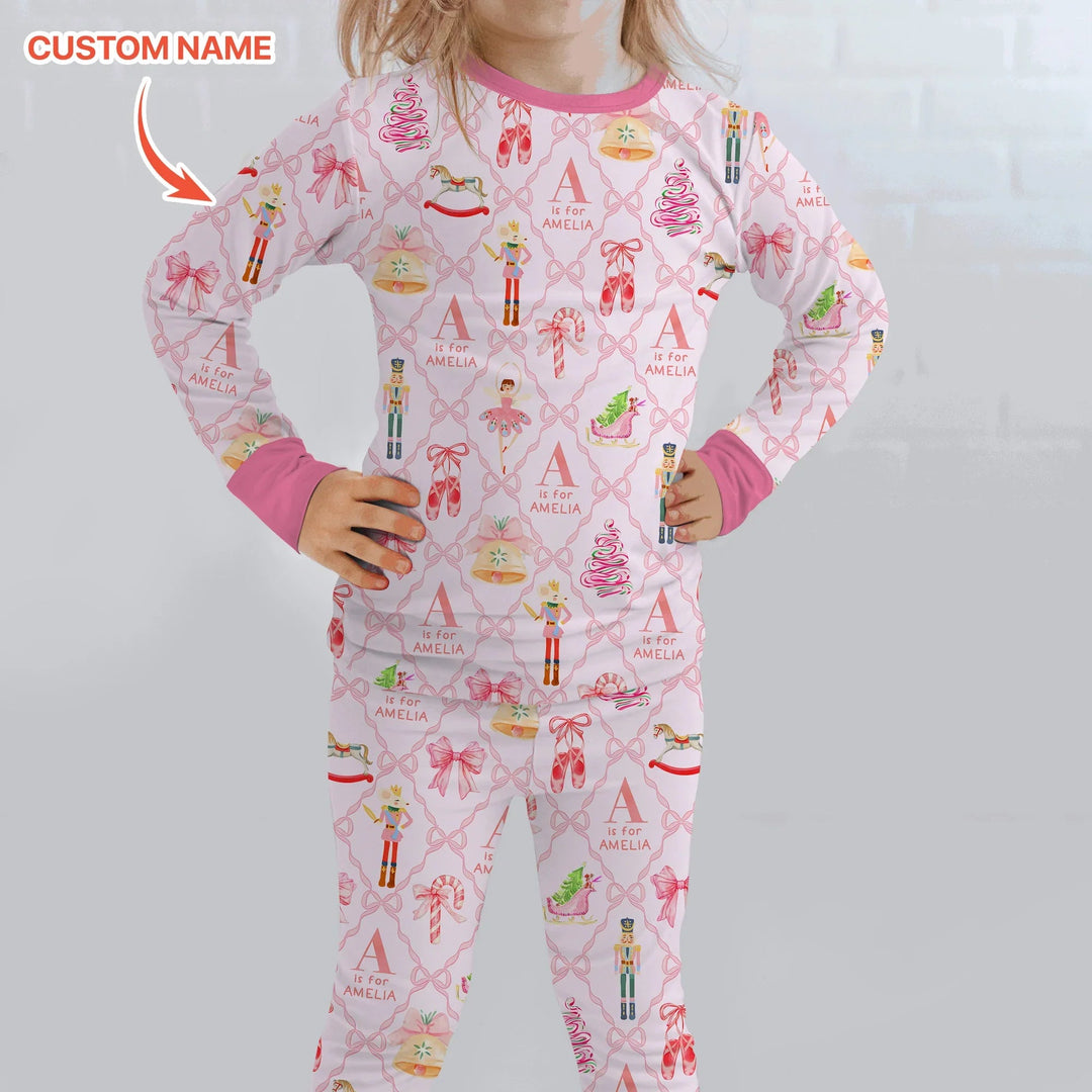 Nutcracker Sweet Dreams Custom Name Two Piece Long Sleeve Pajama Set - Zumbamboo