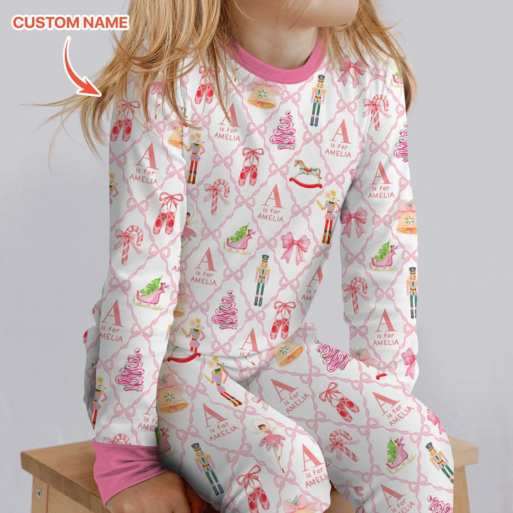 Nutcracker Sweet Dreams Custom Name Two Piece Long Sleeve Pajama Set - Zumbamboo