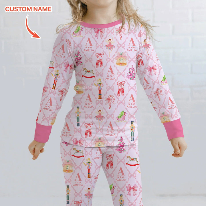 Nutcracker Sweet Dreams Custom Name Two Piece Long Sleeve Pajama Set - Zumbamboo