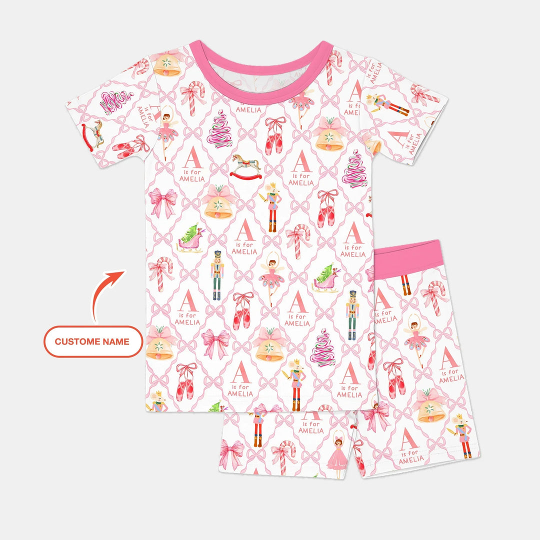 Nutcracker Sweet Dreams Custom Two Piece Short Sleeve Shorts Pajama Set , Nutcracker Sweet Dreams Custom Two Piece Short Sleeve Shorts Pajama Set - 12-18M