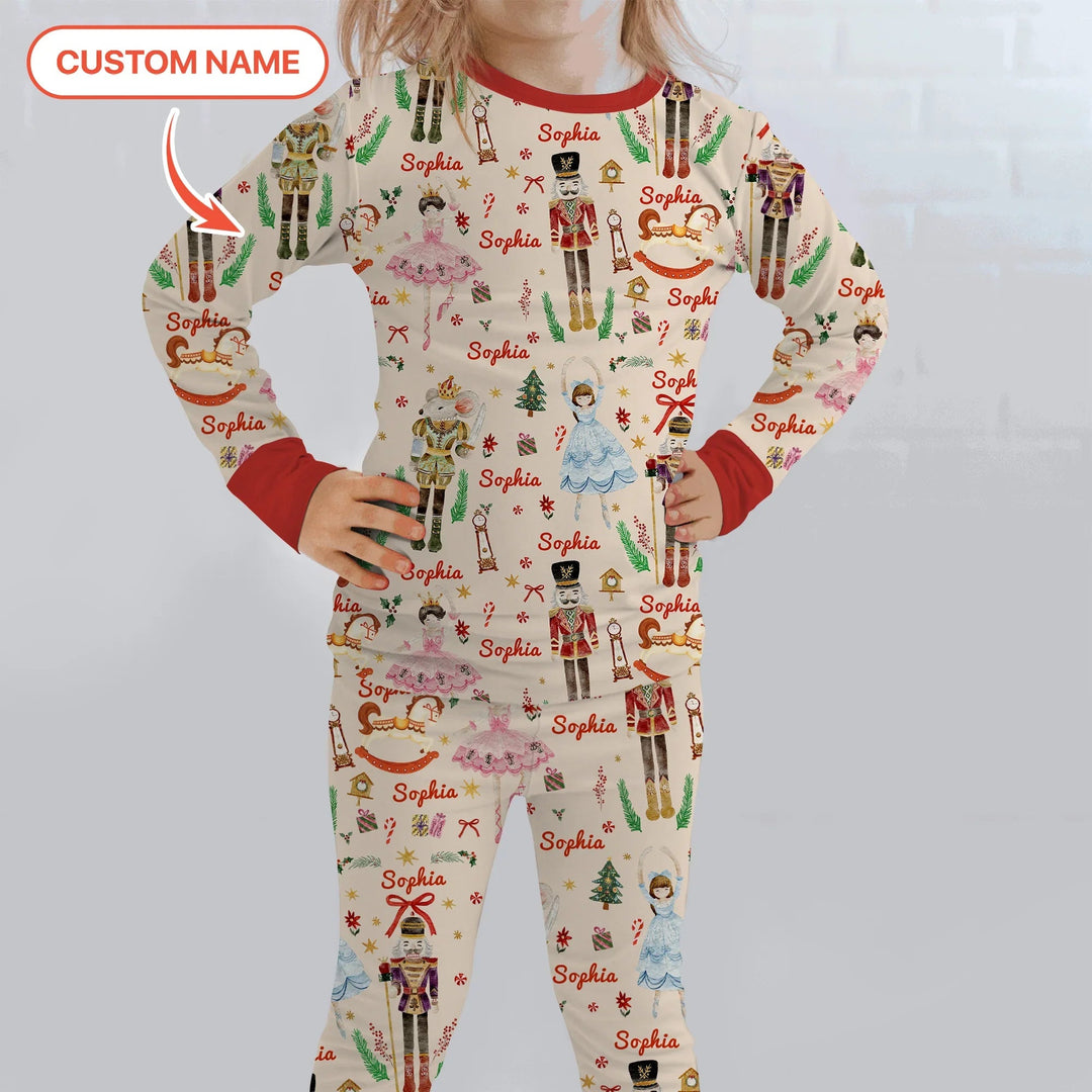 Nutcracker’s Christmas Dream Custom Name Two Piece Long Sleeve Pajama Set - Zumbamboo