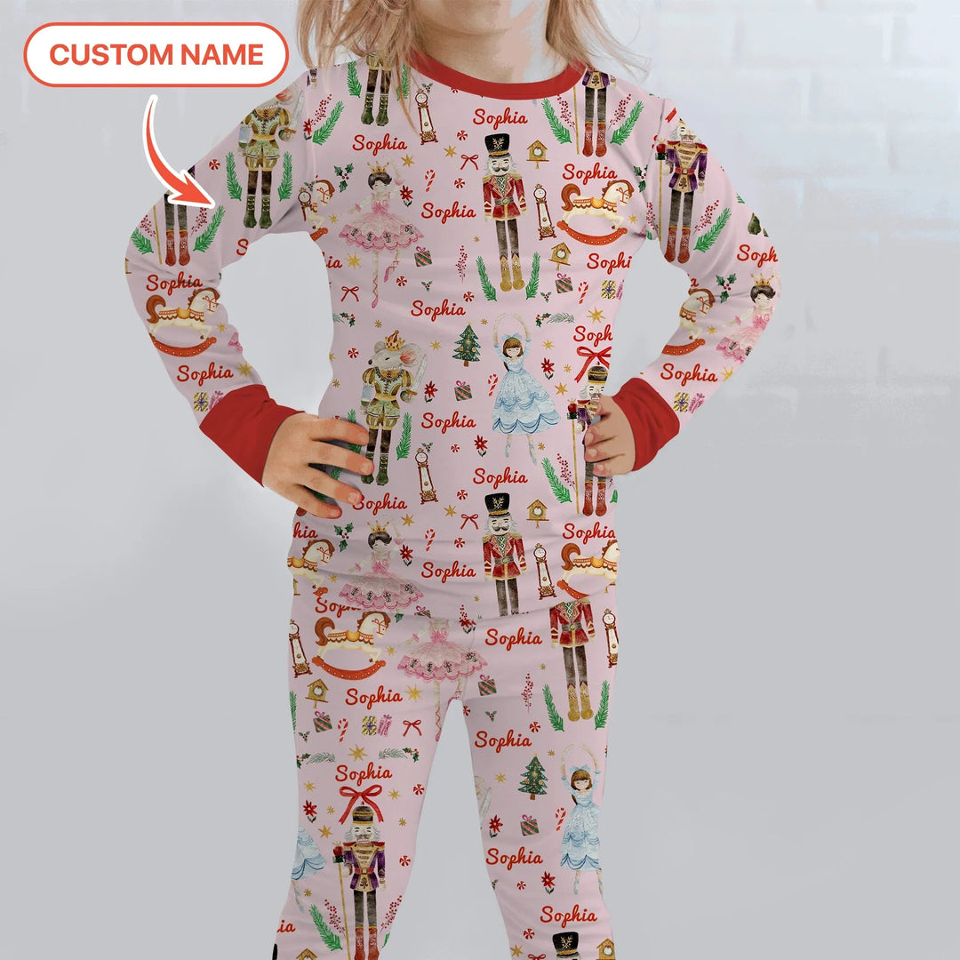 Nutcracker’s Christmas Dream Custom Name Two Piece Long Sleeve Pajama Set - Zumbamboo