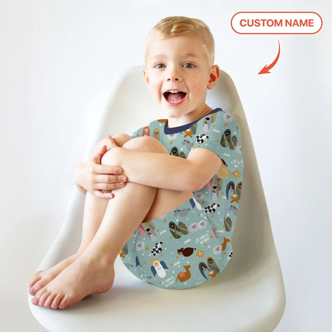 O Holy Night Custom Name Two Piece Short Sleeve Shorts Pajama Set - Zumbamboo