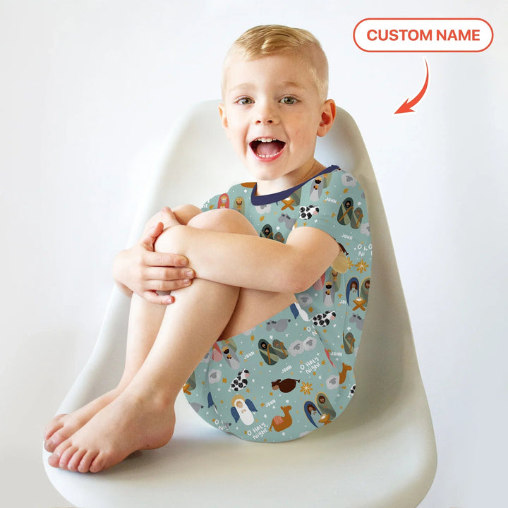 O Holy Night Custom Name Two Piece Short Sleeve Shorts Pajama Set - Zumbamboo