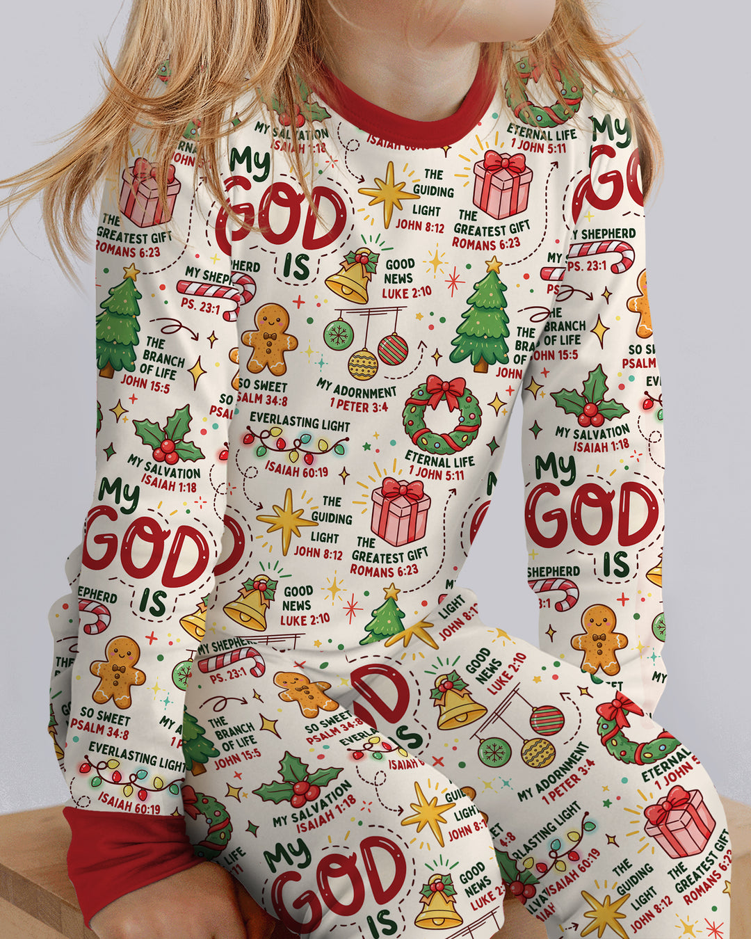 Christmas My God Is Bamboo Two Piece Long Sleeve Pajama Set