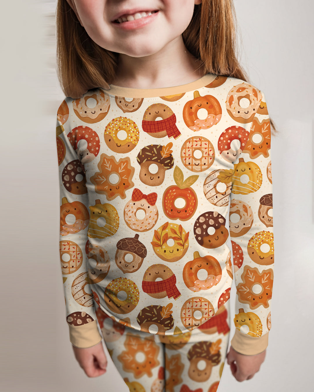 Cute Autumn Donut Bamboo Two Piece Long Sleeve Pajama Set