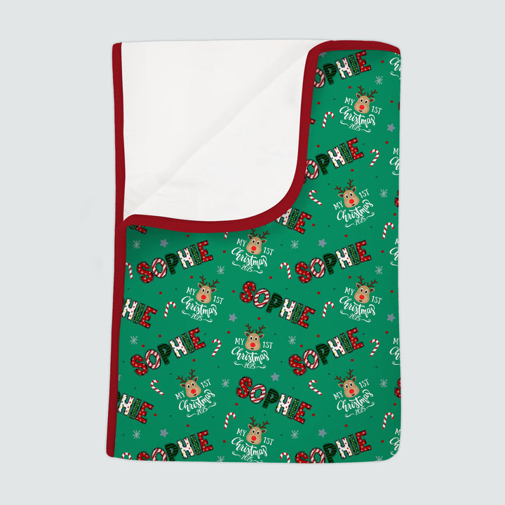 Custom Name "My First Christmas 2025" Toddler Blanket