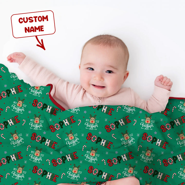 Custom Name "My First Christmas 2025" Toddler Blanket