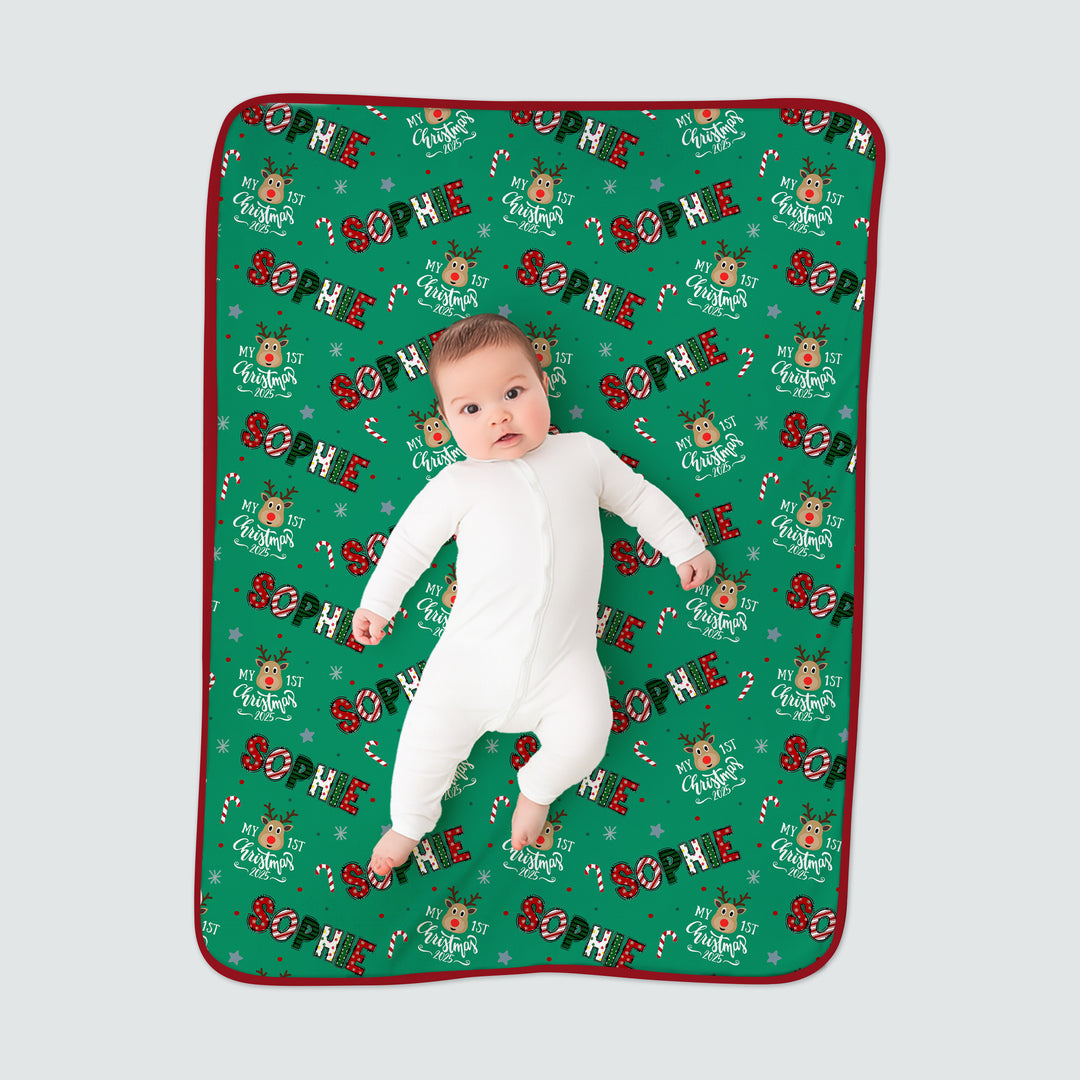 Custom Name "My First Christmas 2025" Toddler Blanket