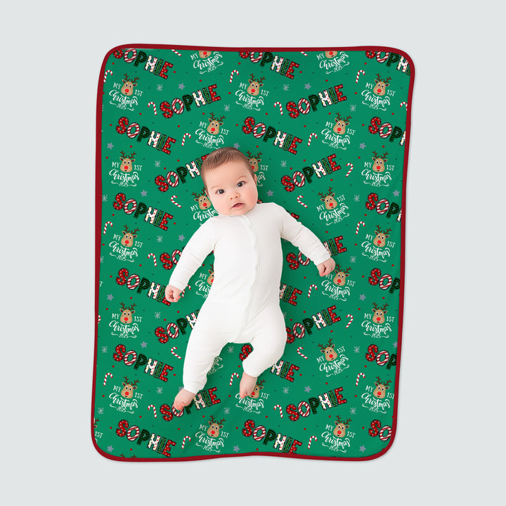 Custom Name "My First Christmas 2025" Toddler Blanket