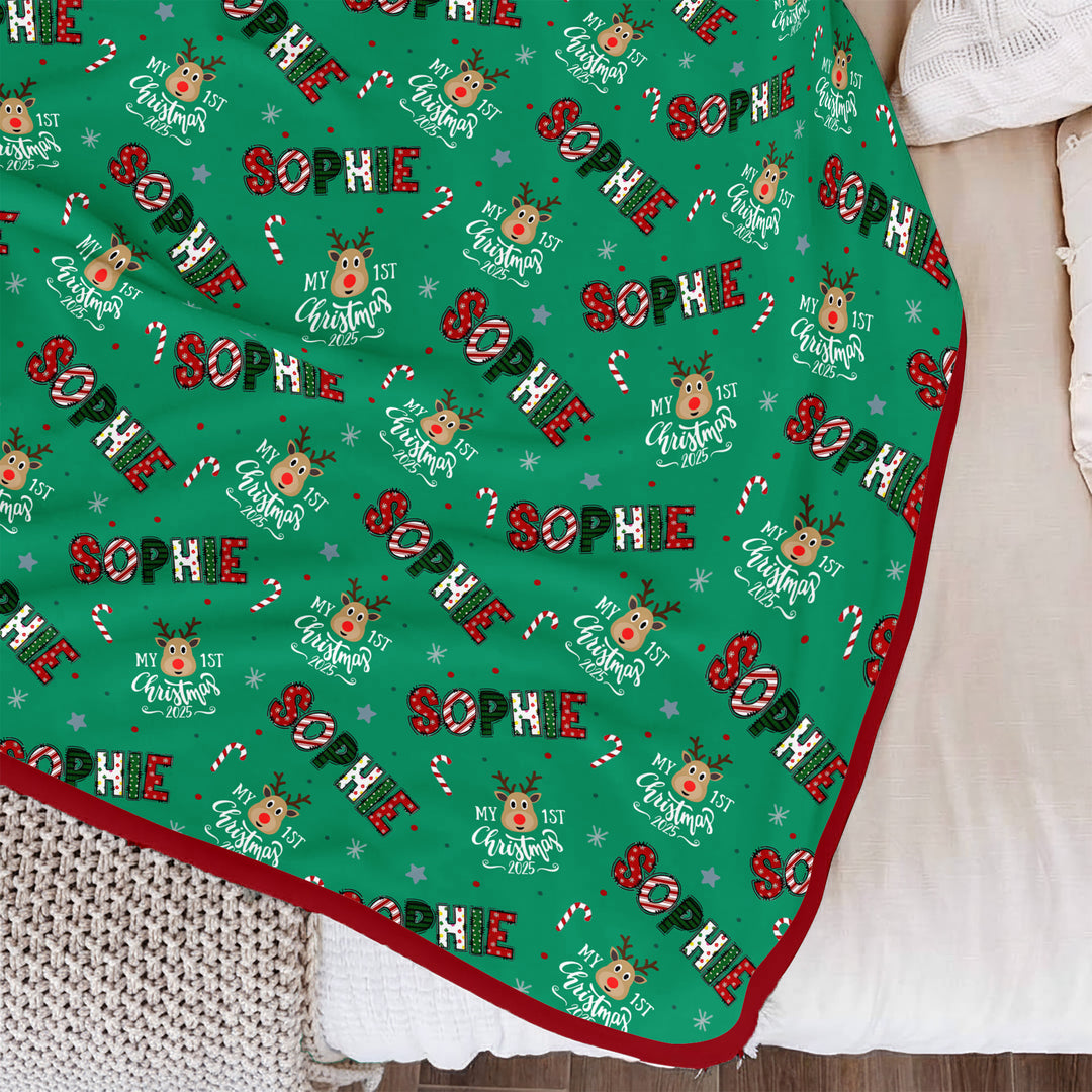 Custom Name "My First Christmas 2025" Toddler Blanket