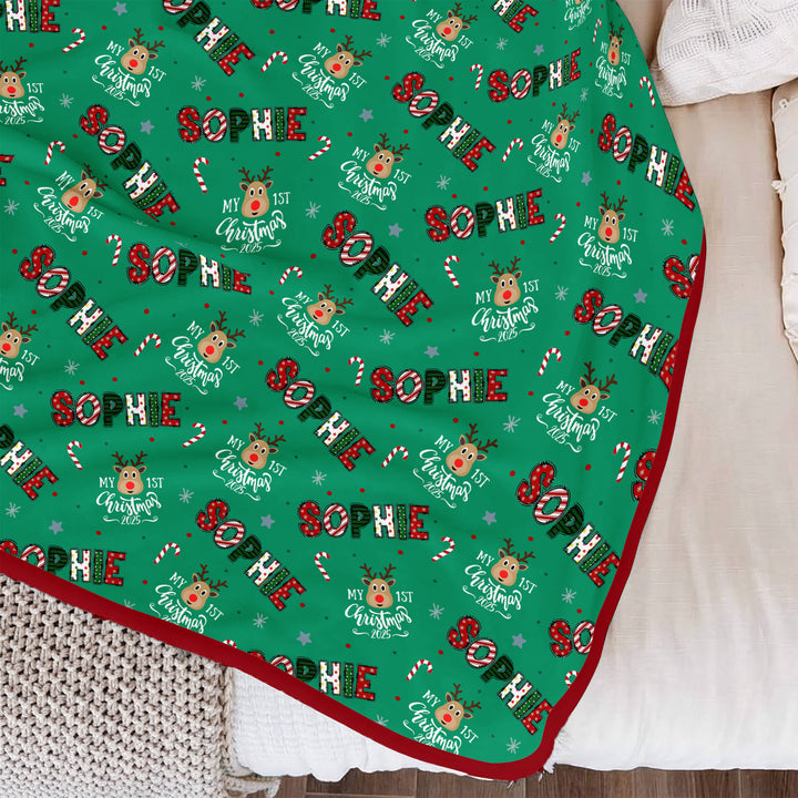 Custom Name "My First Christmas 2025" Toddler Blanket
