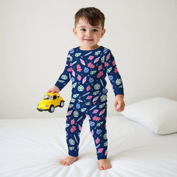 Ornaments Party Two Piece Long Sleeve Pajama Set , Ornaments Party Two Piece Long Sleeve Pajama Set - 12-18M